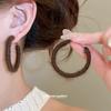 2025 new flocking round earrings autumn and winter simple temperament earrings daily commuting versatile earrings