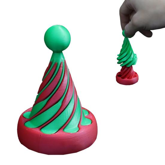3D Printed Spiral Cone Toy Impossible Christmas Tree Passthrough Sculpture Vortex Thread