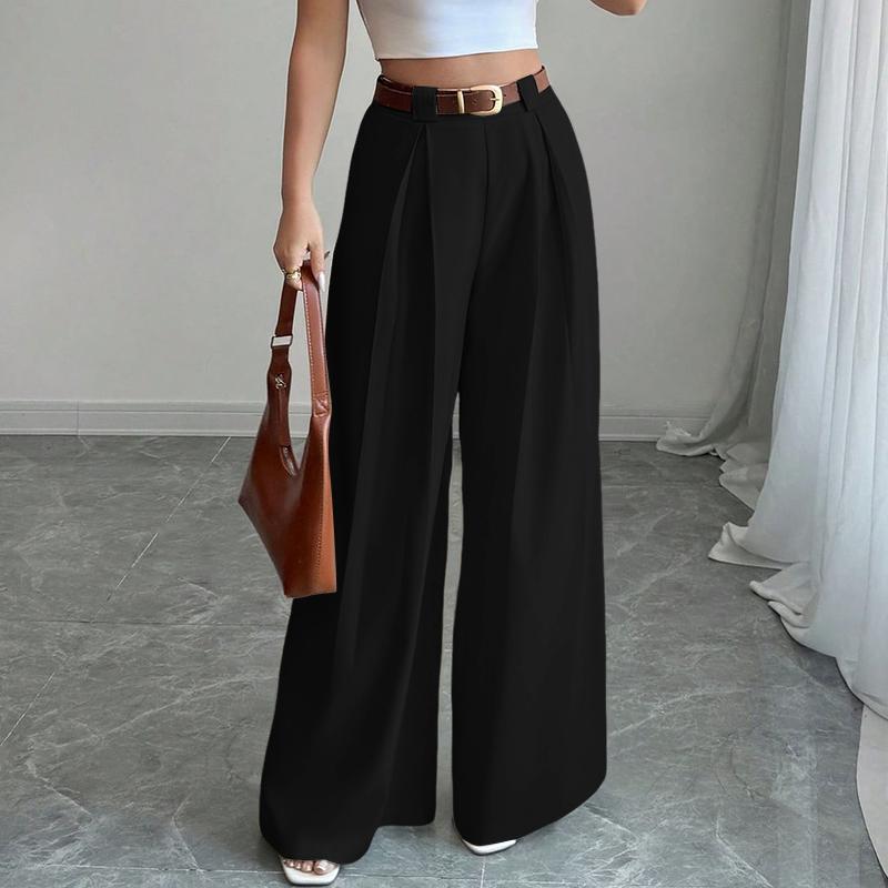 

ZANZEA Женские повседневные однотонные свободные прямые длинные брюки 3XL тёмно-синий