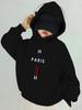 1pc Boys' Red Hooded Sweatshirt with Paris France Lettering & French Flag Print - Casual Pullover Sweater for Autumn/Winter, Mac