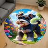 1PC Garden Dog Schnauzer Round Chair Mat Area Rug - Non-Slip, Floor Mat for Office, Bedroom, Home Decor Christmas Gift C0528050