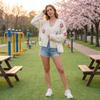 Women's Floral Knit Cardigan Sweater with Cute for Daily Wear