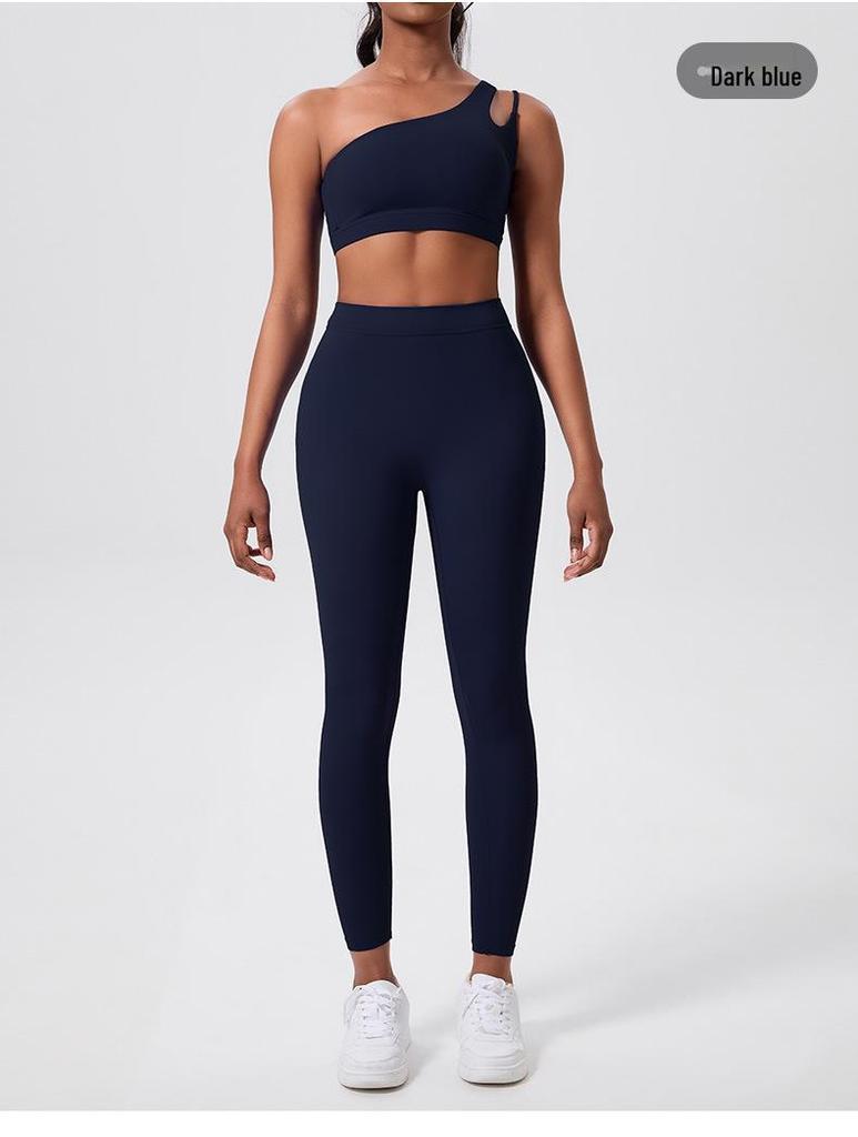 Damen Europäischer & Amerikanischer Elastischer Sport-BH: One-Shoulder Yoga & Fitness Rücken-Detail Weste