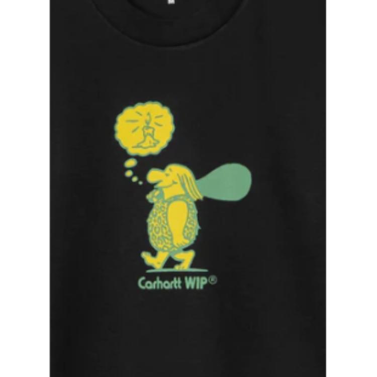 Carhartt WIP Original Thought T-Shirt Cartoon Anime Letter Print Crew Neck Short Sleeve T-Shirt Men Tops Black I032882-89-XX