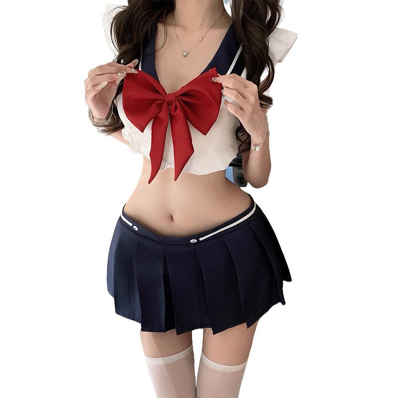Seductive Schoolgirl Mini Skirt Sailor Suit Sleepwear Set