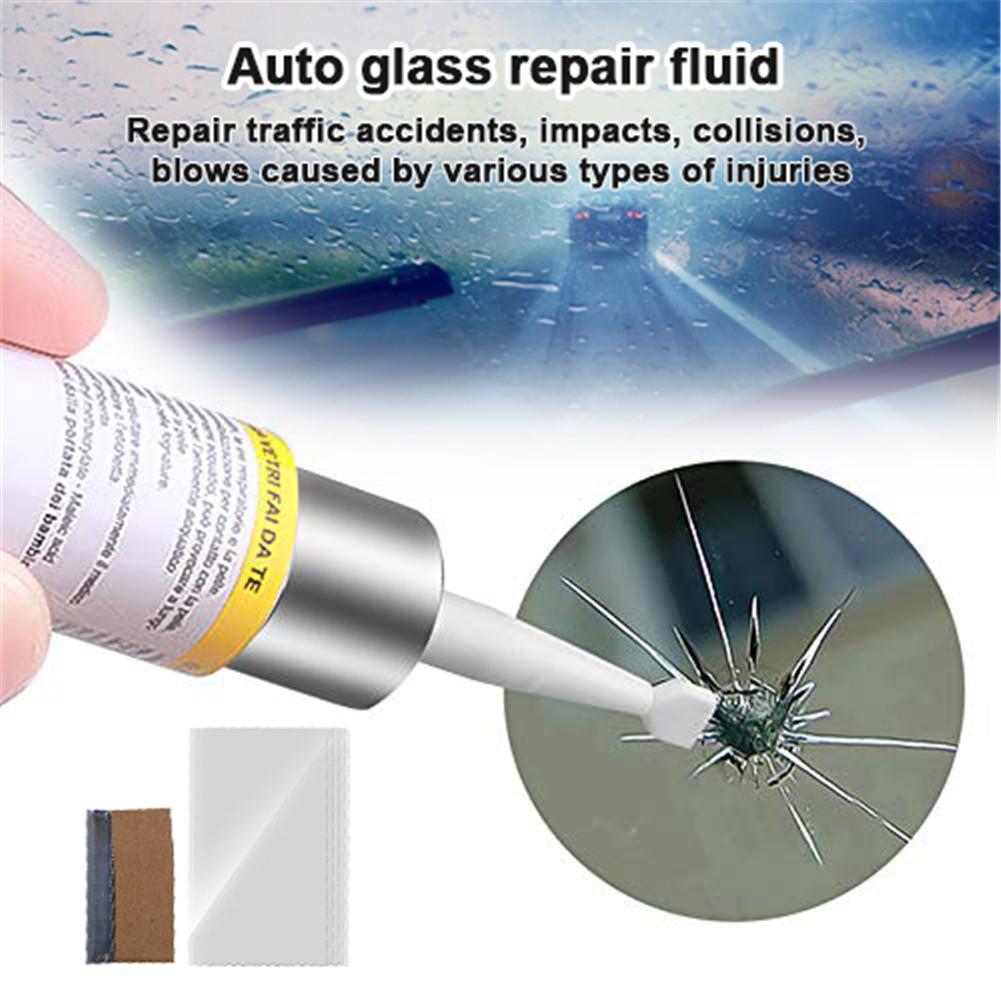 2ml Automotive Glass Repair Fluid Set Windshield Crack Repair Tool Glass Scratch Repairer With Curing Stickers