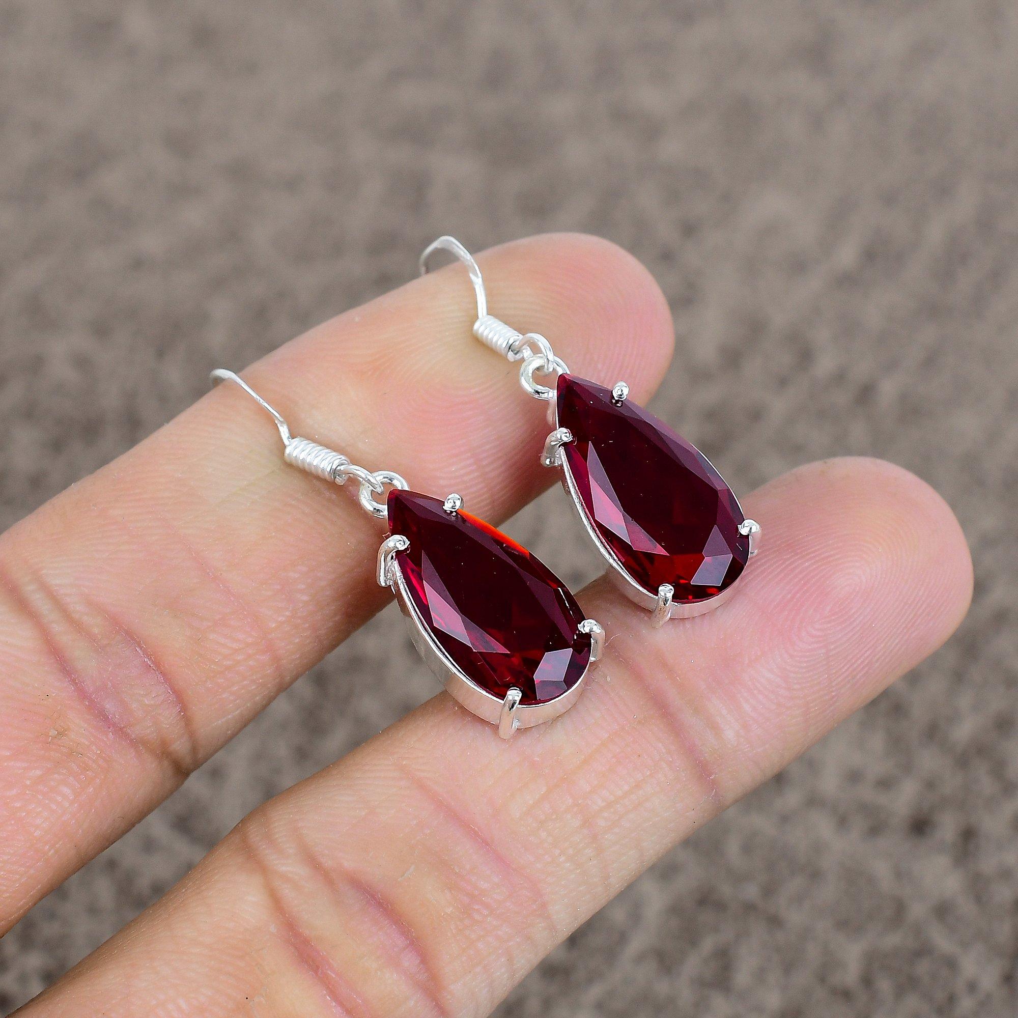 

Garnet Gemstone Handmade 925Sterling Silver Jewelry Earring 1.50 KKG-118