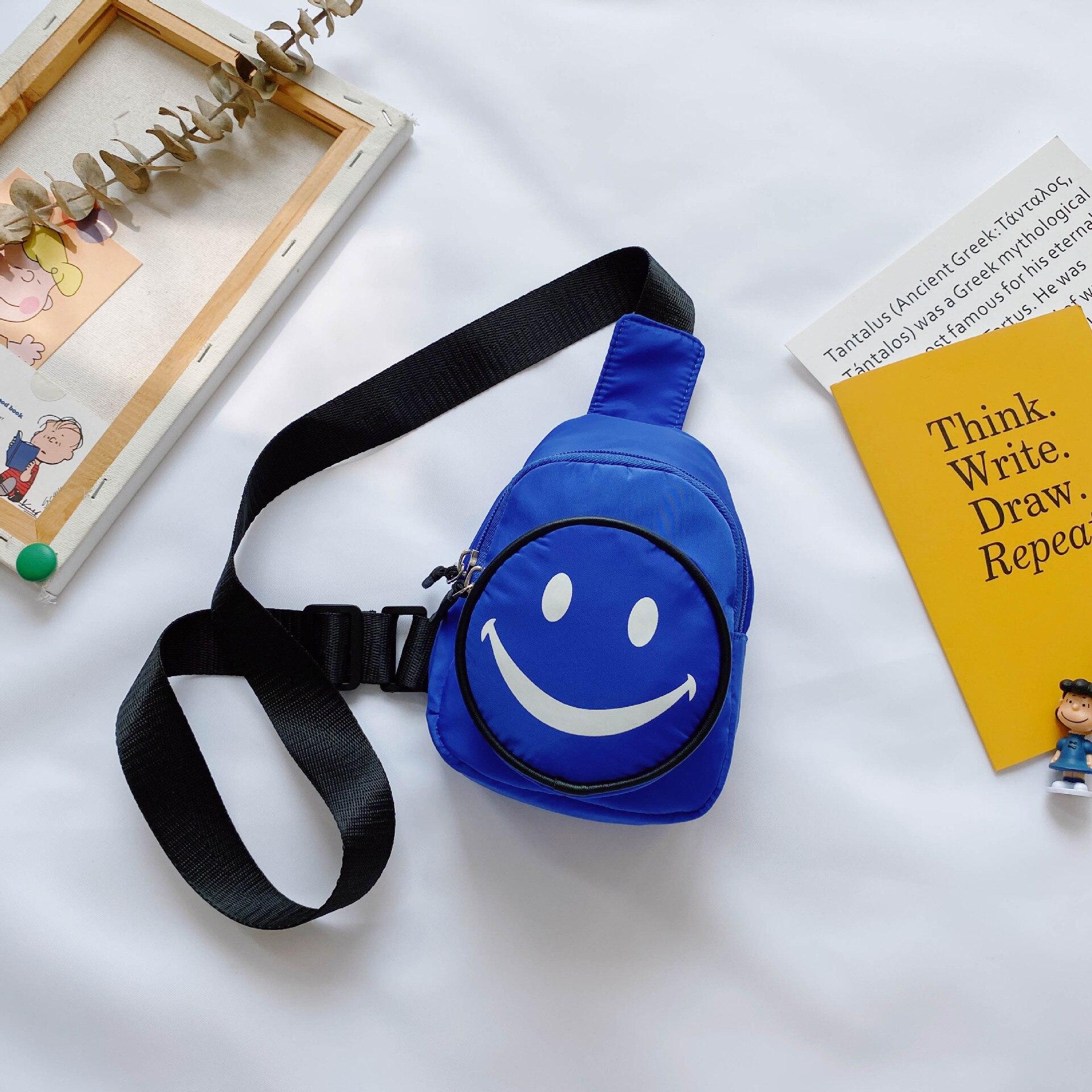 

Детская сумка-мессенджер с мультяшной улыбкой, повседневный кошелек для монет для мальчиков, мини-сумки на плечо, модные детские маленькие сумки-кошельки для девочек синий