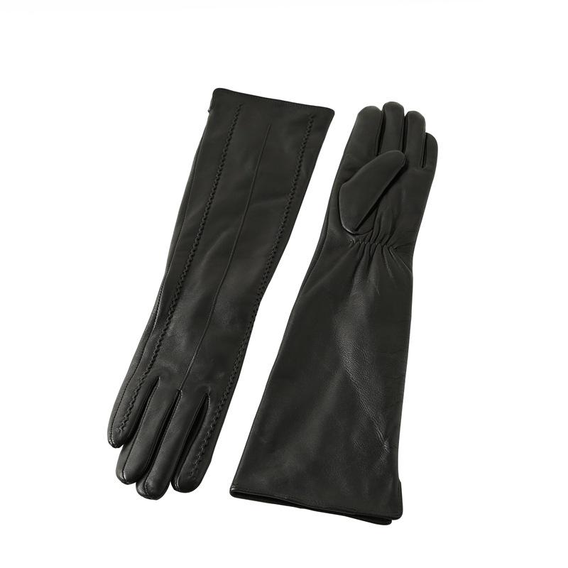 45 cm lange Lammfellhandschuhe für Damen - Europäischer & Amerikanischer Stil, Warm mit Samt gefüttert, Modisches Echtes Leder für Herbst & Winter