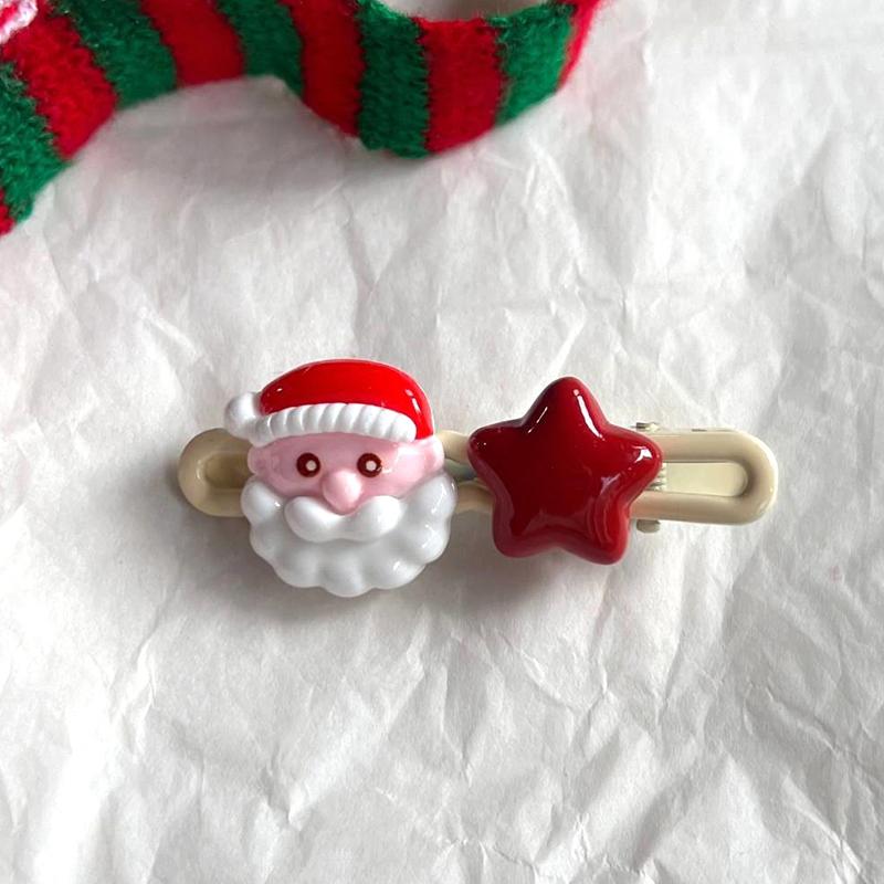 

1 шт. Милая рождественская заколка для волос Санта-Клаус Зажим-уточка Звезда Заколка для волос Снеговик Челка Боковой зажим Головной убор Заколка Аксессуары для волос