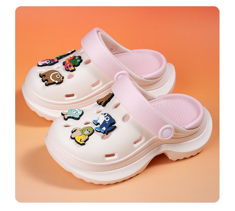 Girls' Summer Perforated Thick-Soled Sandals: Soft EVA Beach Flip-Flops, Hot Style for Outdoor Fun