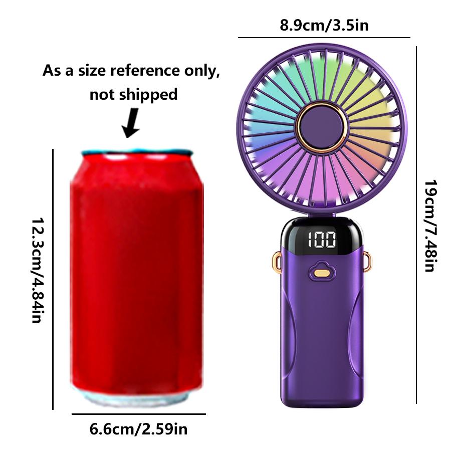 

mi Портативный Персональный Ручной Маленький Вентилятор Светодиодный Дисплей Складной Настольный Вентилятор с Подставкой Вентилятор с 6 скоростями Для Макияжа Путешествий Улицы Школы темно-фиолетового