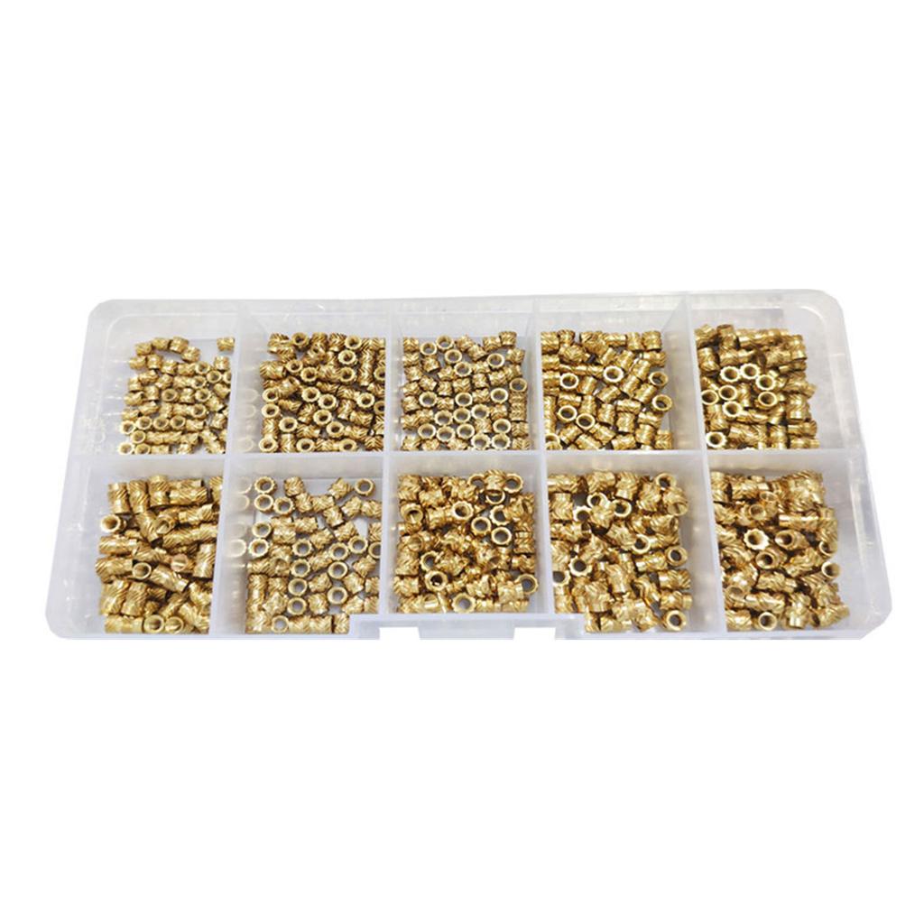 Nuts in Storage Box Good Conductivity Insert Nut Corrosion resistant Nut Brass Threaded Nut Multiple Size for Engineers