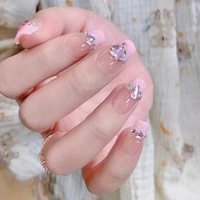 Wearing Nail Adorable Pink Heart Art Sticker Explosive Cute Trend Fashionable