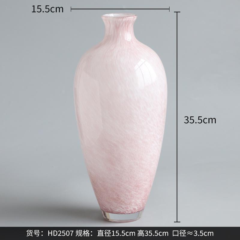 

Vintage Pink Mist Textured Glass Vase for Hydroponic Flowers Mid Century Modern Home Decor Table Centerpiece
