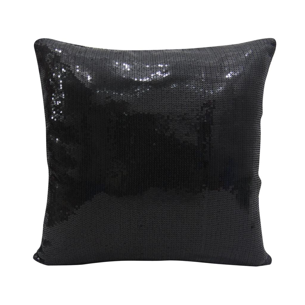 Yuga Black Sequin Metallic Throw Sparkle Pillow Cushion Cover Wedding Decor Lounge 12 X 12