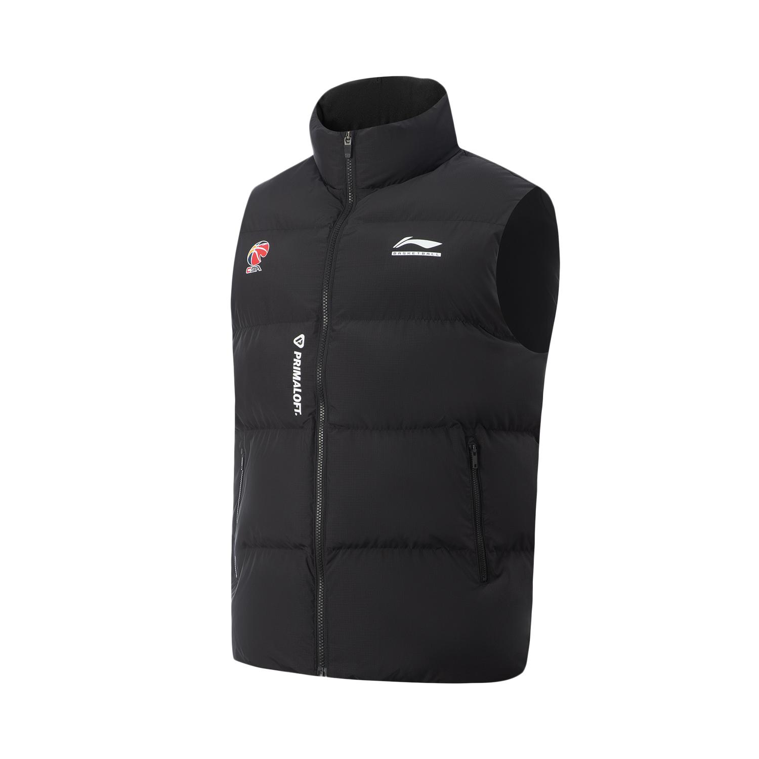 

Li-Ning Серия CBA Жилет на молнии с логотипом и буквенным принтом, воротник-стойка, мужской жилет AMMV005-1 XL