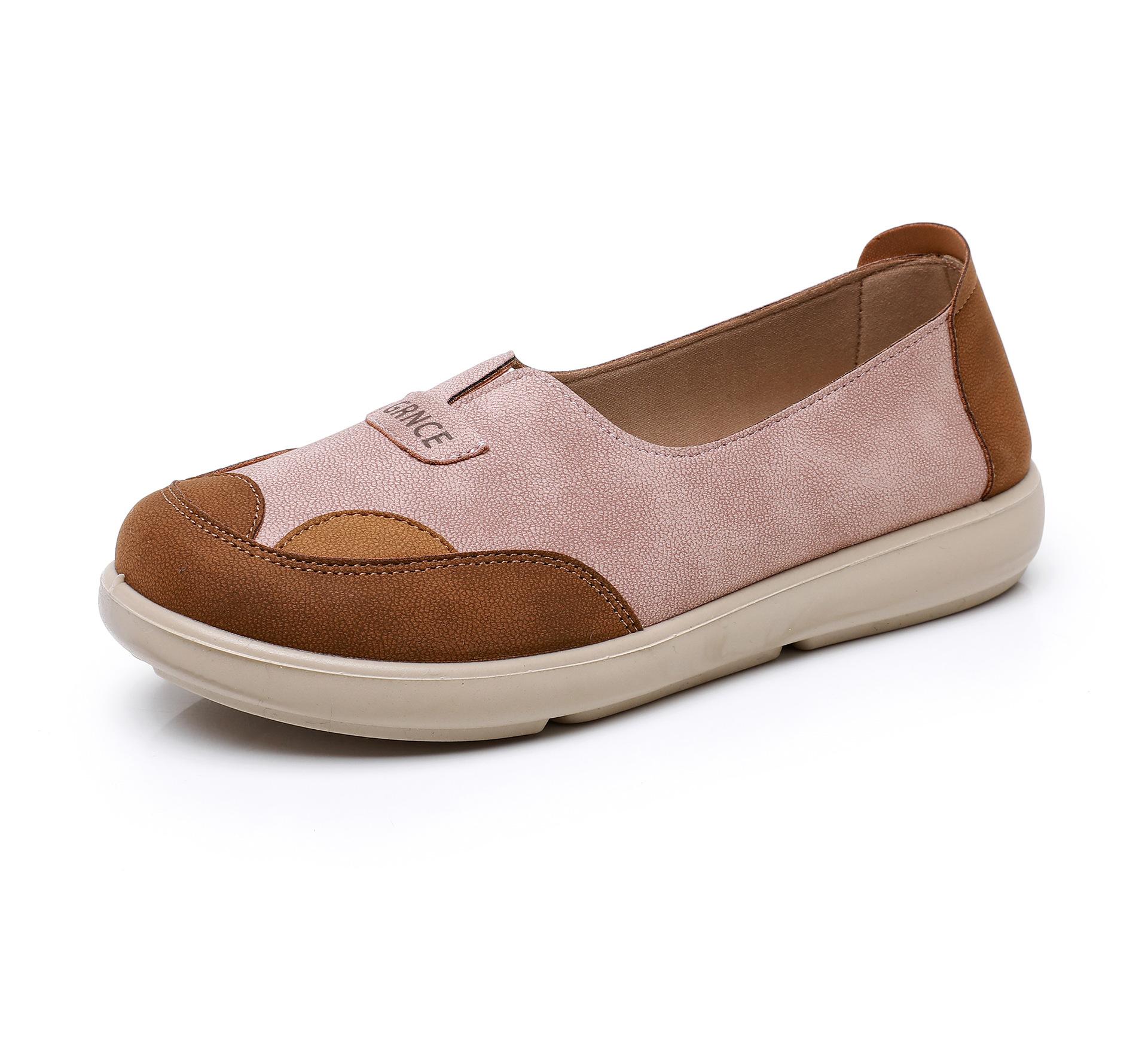 Весна 2025 новые нескользящие износостойкие дышащие мягкие ленивые туфли сочетание цветов круглый носок повседневные универсальные модные одинарные туфли женские 35 1898₽