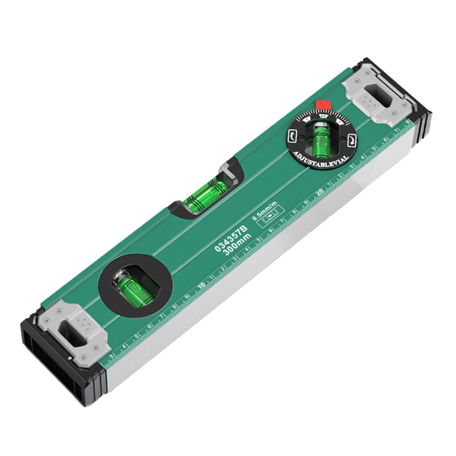 

12-дюймовый/24-дюймовый магнитный спиртовой уровень с метрической шкалой и 45/90/180-градусными пузырьковыми измерительными линейками, алюминиевая линейка уровня 300