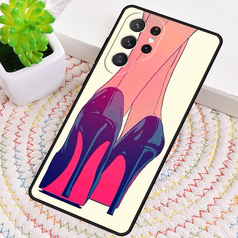 red high heel shoes Cute Phone Case For Samsung Galaxy note 10 pro S26 S25 S24 S23 S22 Ultra Plus S21 FE S20 Shockproof Cover