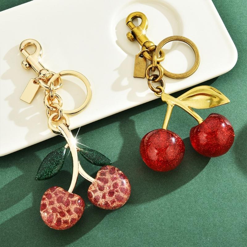Set of 2 Handmade Phone Lanyard Cherrys Pendant Keychain Detachable Phone Chain Portable Keyring Accessory for Women Men