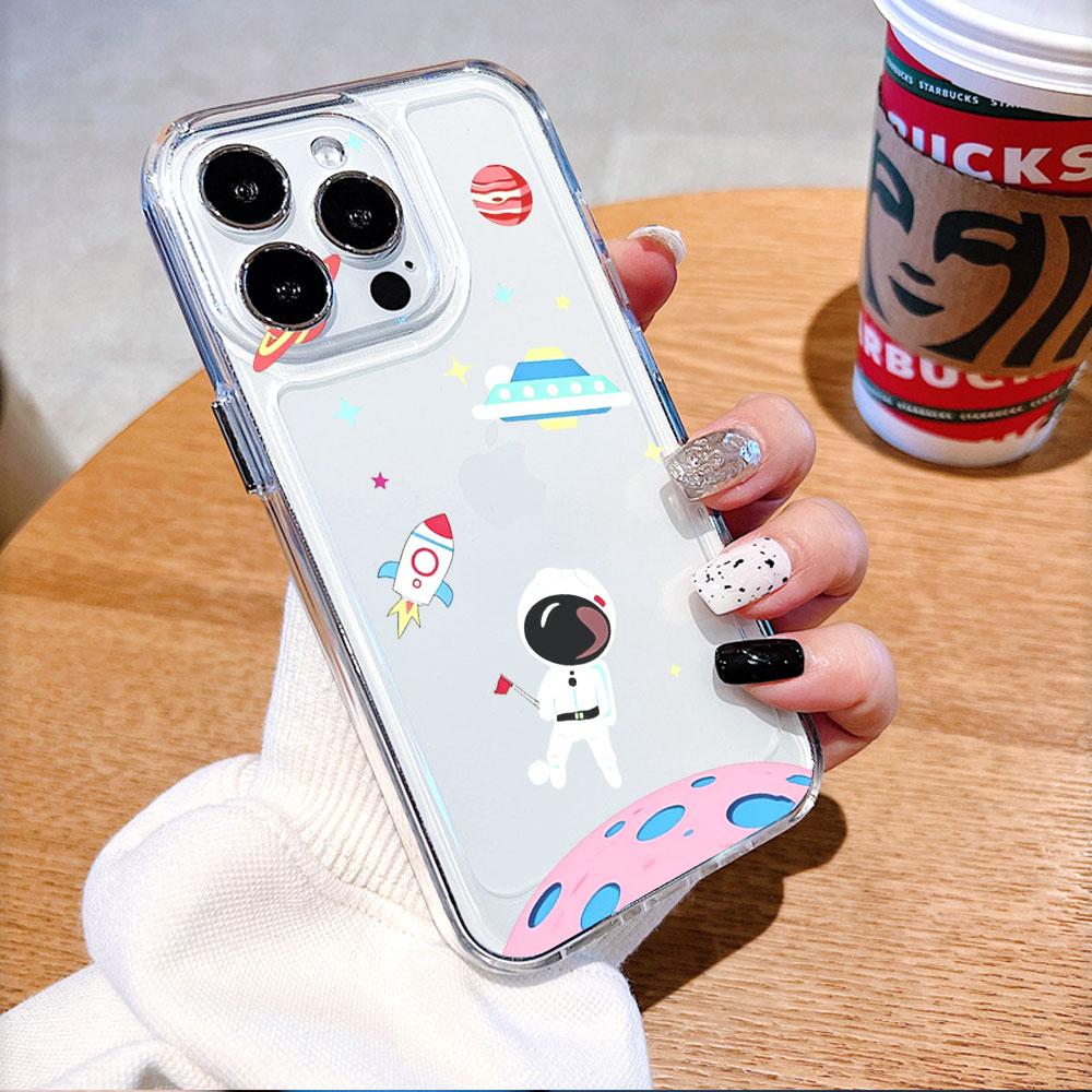 Cute Astronaut Space Scene Transparent Soft TPU Phone Case for Xiaomi Redmi Note 15 14 13 12 11 10 9 Pro Plus 4G 5G Soft Cover
