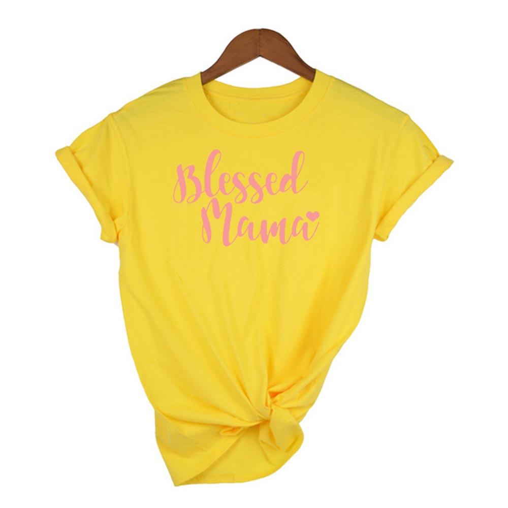Blessed Mama Letters Print Short Sleeve Women Tshirt Casual Funny T Shirt Yong Lady Mom Life