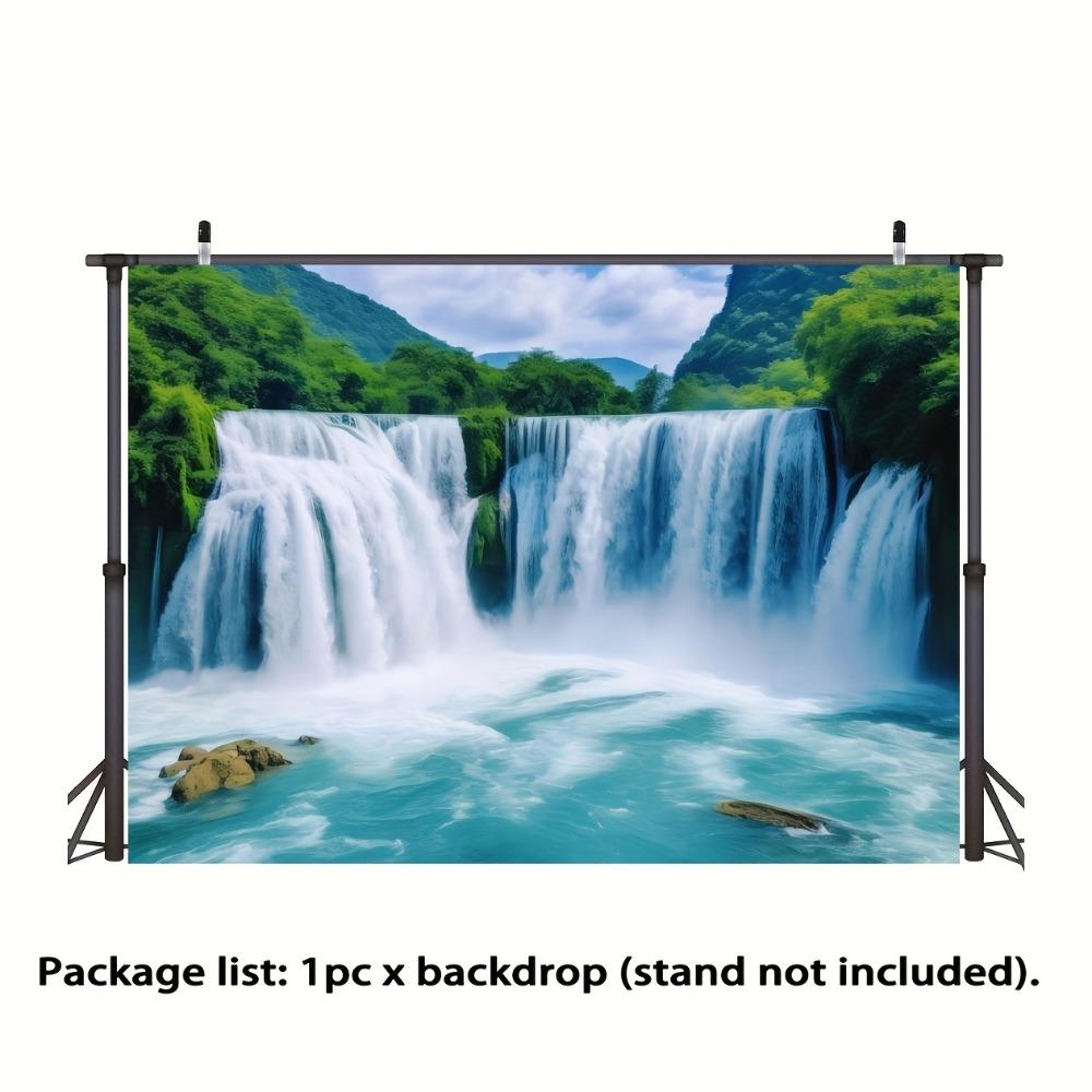 Stunning Waterfall and Forest Cliff Photography Background - Home decor polyester tapestry for birthday parties and photo shoots