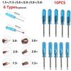 10pcs Mini Slotted Cross Screwdrivers 1.5/2.0/3.0mm Batch Head For Laptop Mobile Phone Wireless Controller Repair Open Tool