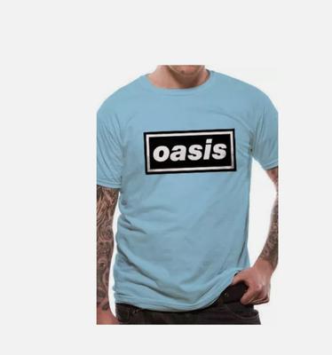 T-shirt Oasis Logo della Band Definitely Maybe Licenza Ufficiale Blu Uomo Merch Rock