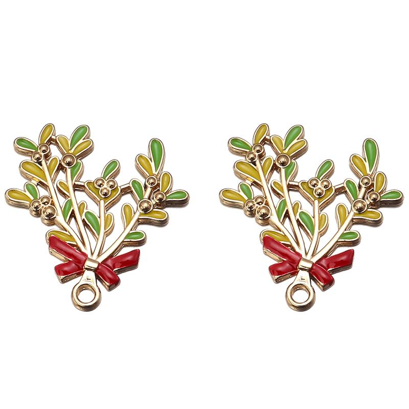 6Pcs Alloy Drop Oil Necklace Pendant Mushroom Tree Flower Shaped Charm Pendant For DIY Exquisite Earrings Accessories Wholesale