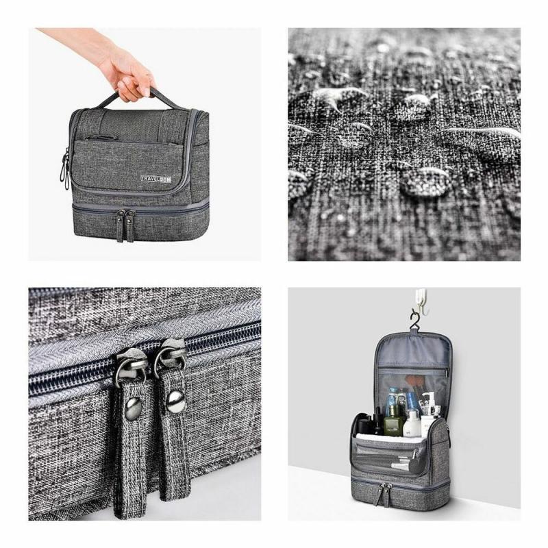 Trousse de toilette pliable avec crochet de suspension Imperméable pour femmes Sac de rangement cosmétique de salle de bain Grande capacité Étui à maquillage de voyage pour hommes
