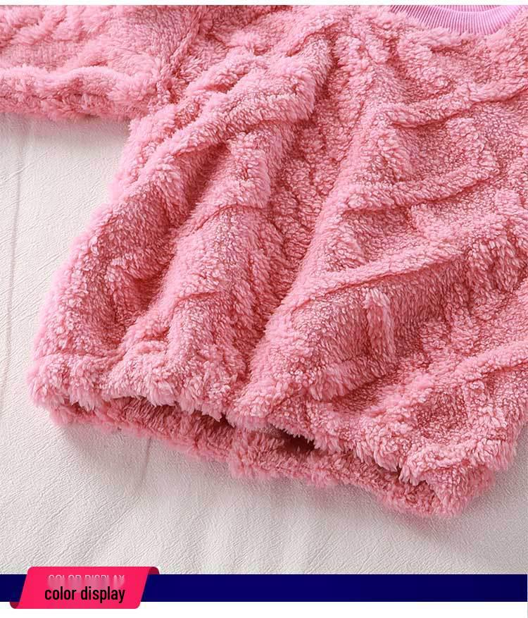 Nadýchaná žakárová flanelová souprava: Dívčí dvoudílný domácí oděv