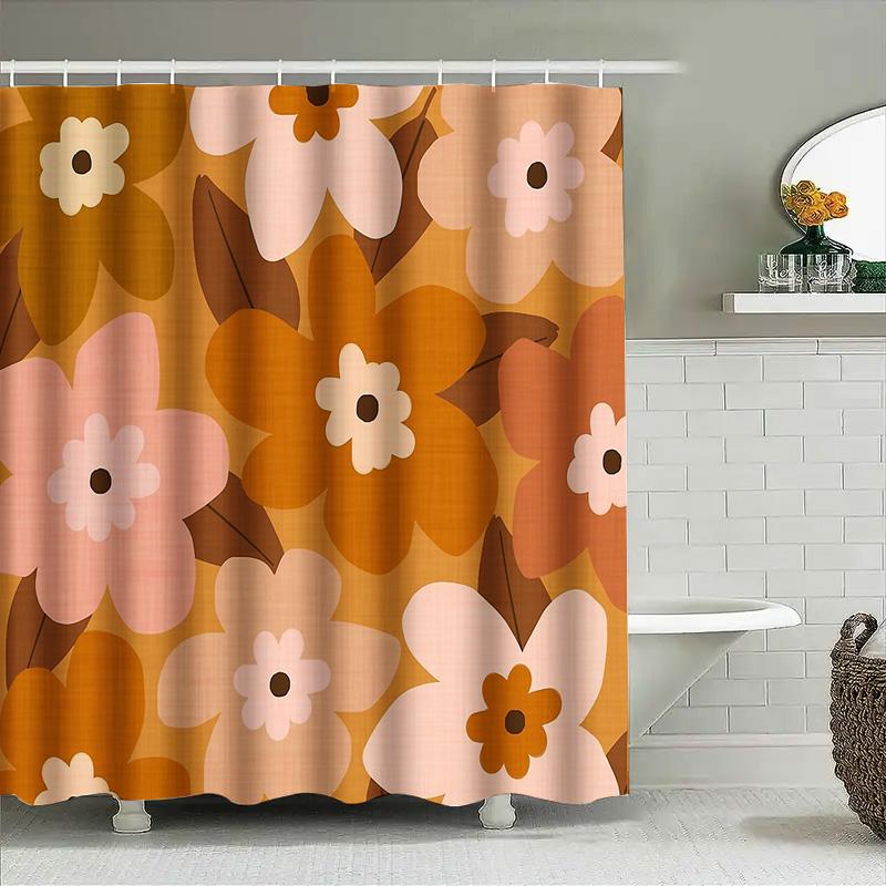 Floral Shower Curtain Botanical Nature Plants Bathroom Decor Waterproof Fabric Vintage Farmhouse Rustic Home Decor For