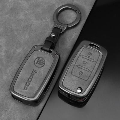 Funda Protectora Completa para Llave Inteligente de Coche de Aleación de Zinc Fob para Kodiaq Superb A7 Accesorios Llavero de Coche