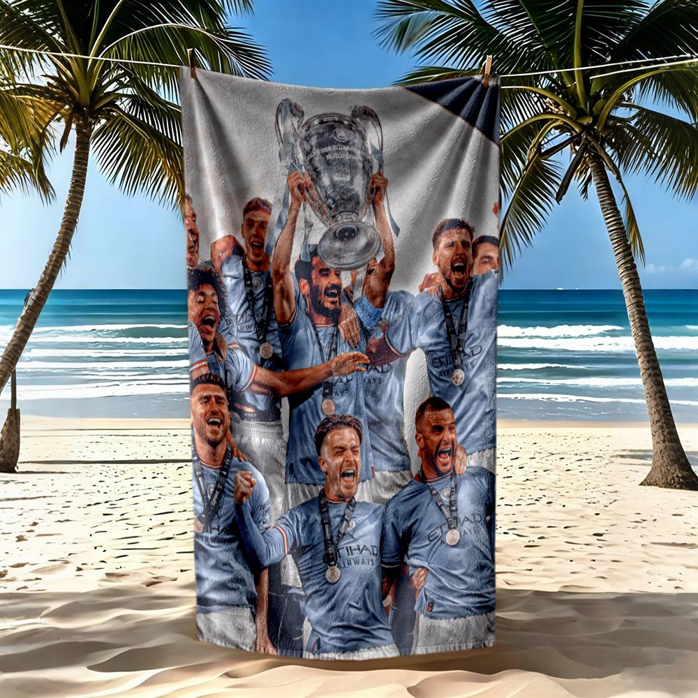 Manchester City Beach Towel Super Soft Microfiber Quickdry Fabric Comfortable Lightweight