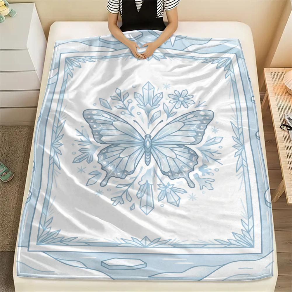 Modern Butterfly Print Flannel Blanket, High Quality Comfortable for All Seasons, Home Decor, Warmth and Comfort, Perfect for Christmas Gifts74