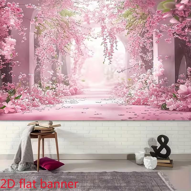 2D Sakura Flower Tunnel Backdrop Romantic Wedding Photography Background