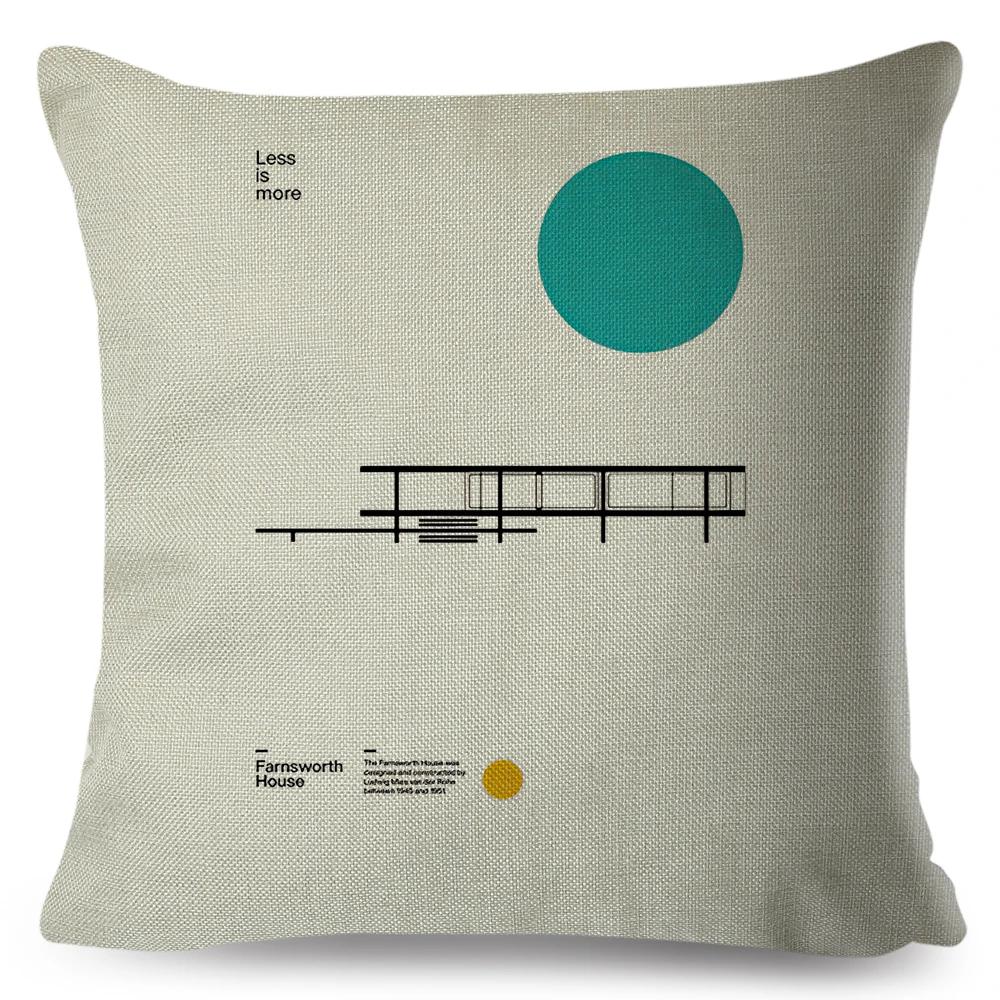 

Nordic Bauhaus Exhibition Unique Cushion Cover for Sofa Home Car Decor Double Print Pillowcase Polyester Throw Pillow Case 40x40cm16x16Inch