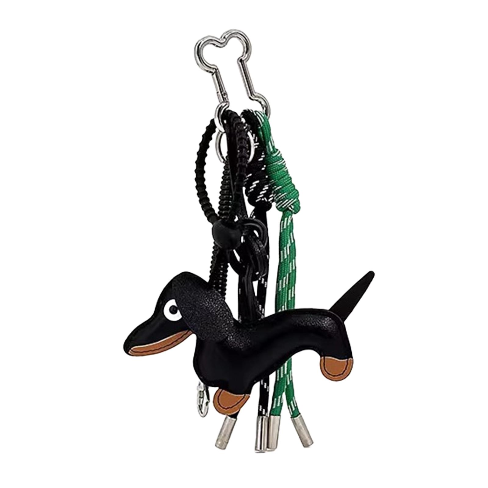

Vintage Dachshund Dog Keychain Unique Styles Sturdy PU Materials Elkegant Charm for Bag and Keys Decoration Daily Use T1 чорний