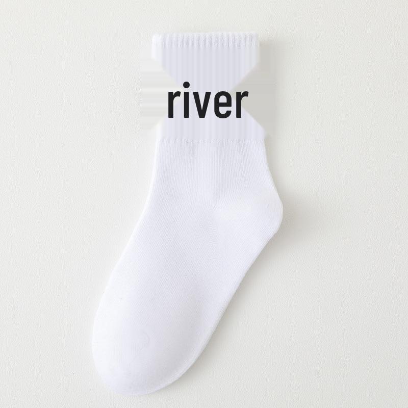 Breathable Striped Kids Socks: Autumn/Winter, Sweat-Wicking, Odor-Resistant, Casual Sports Mid-Calf, Black/White/Gray, Korean Style