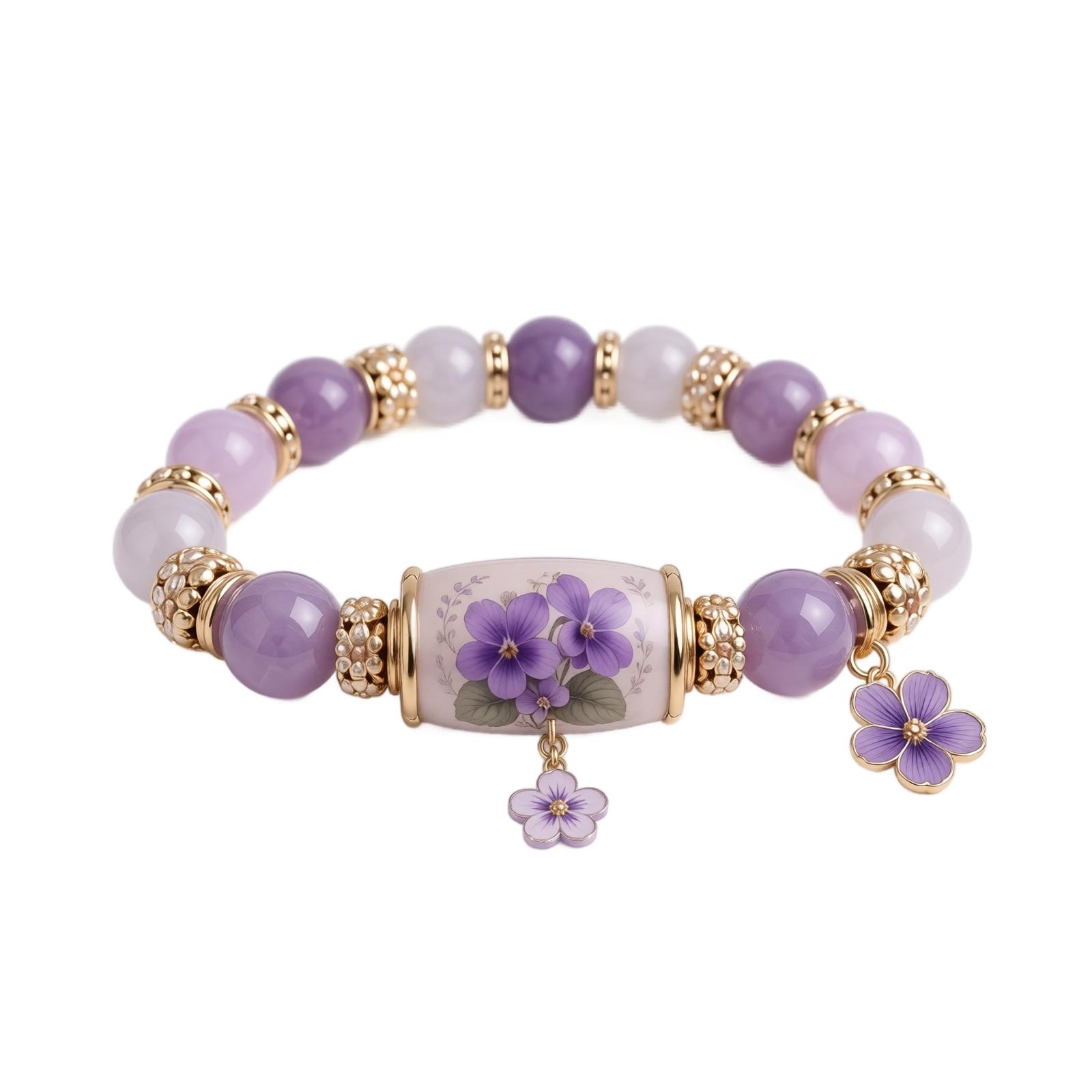 December Birth Flower Bracelet Alloy Oil Drip Rose Pendant Bracelet June Rose Flower Bracelet Beaded Stretch Bracelet for Women One Size