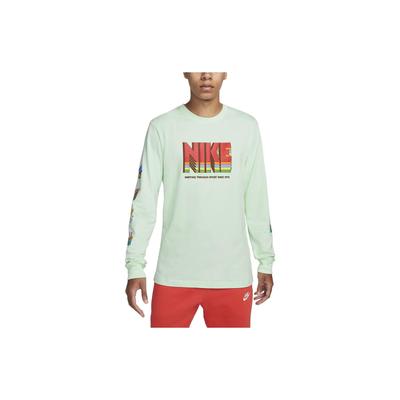 Sportswear Letter Logo Print Round Neck Long Sleeve T-Shirt Men Tops Mint-Green DX1051-379