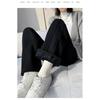 Pantaloni larghi imbottiti super spessi da donna, pantaloni casual larghi e dritti alti, autunnali e invernali