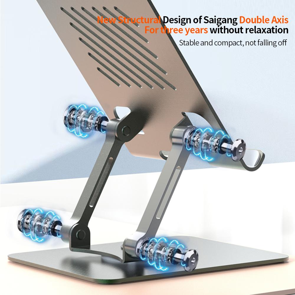 L8 Desktop 360° Rotating Metal Foldable Cooling Tablet Phone Stand 2-in-1 Height Adjustable Holder