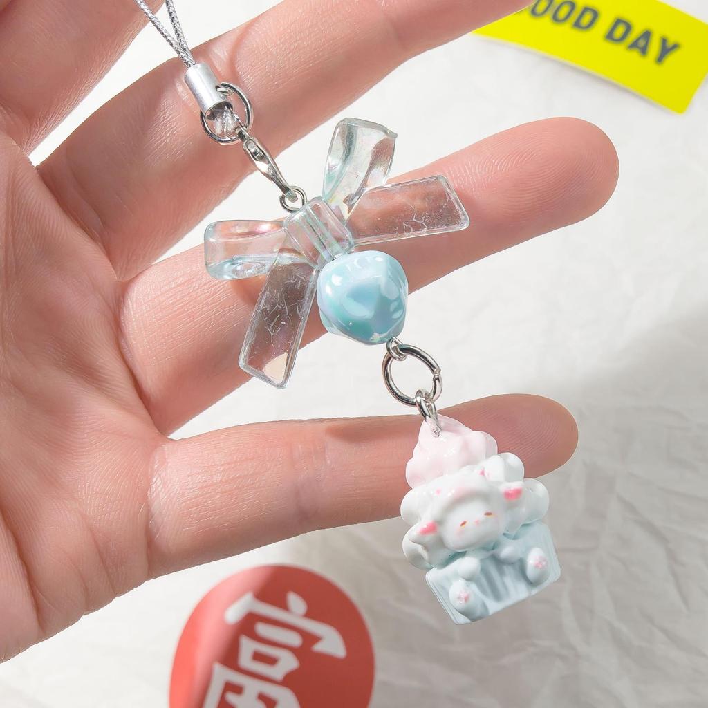 Phone Strap: Cute Sheep Cake Bowknot Charm - Ideal Gift for Besties & Bag Pendant Keychain