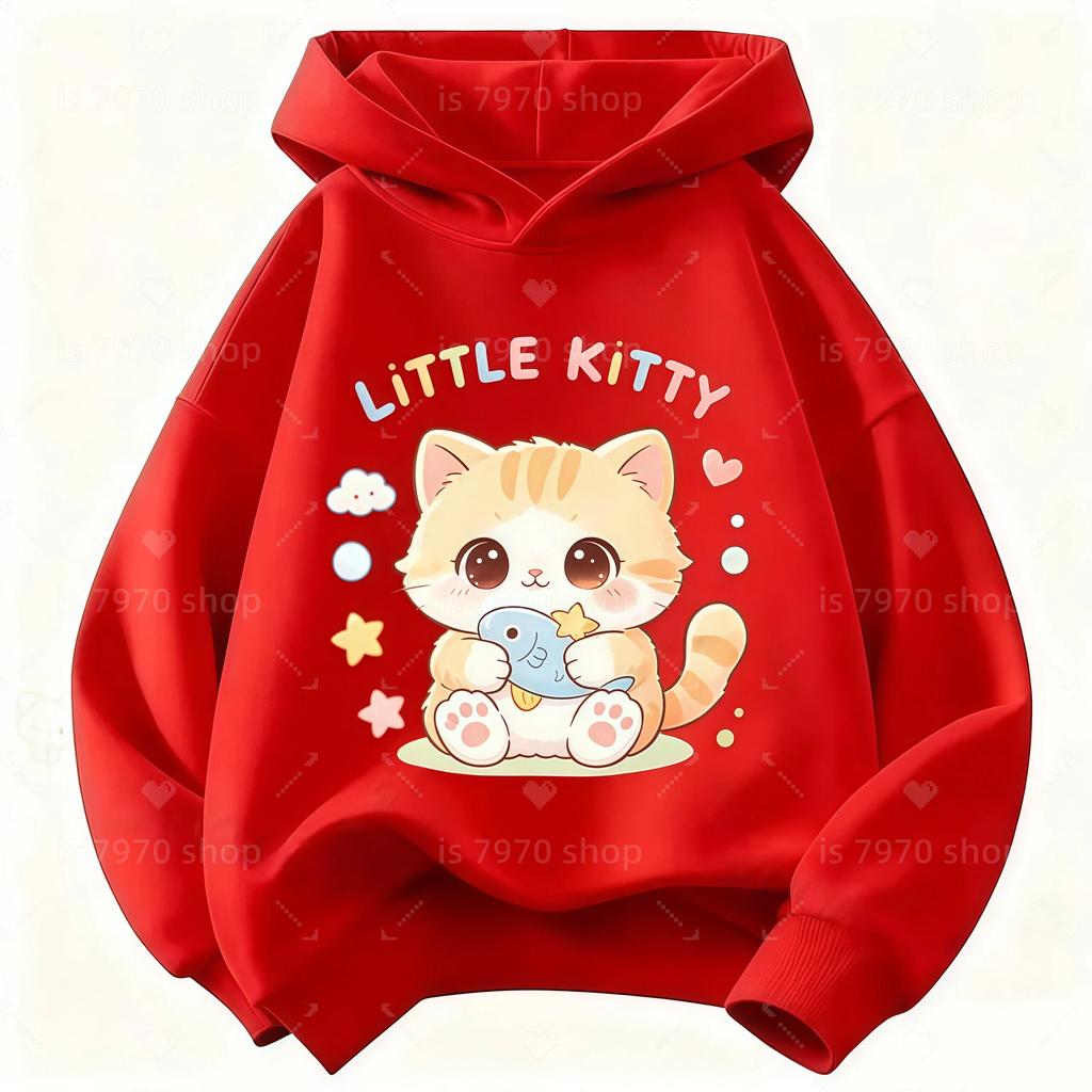 Autumn-Winter Fashion Cartoon Kids' Casual Long-Sleeved Hooded Shirt - Korean Style Warm and Comfortable Top boys and girls