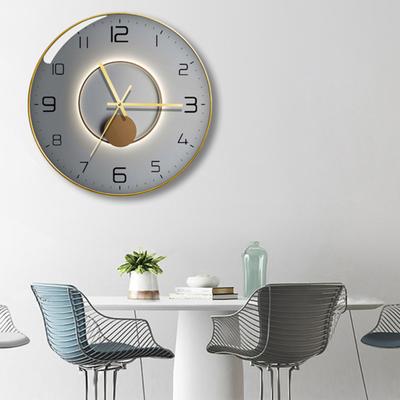 12 Inch Curved Clock Silent Glass Wall Operation Wooden Back Panel Modern Clock Round