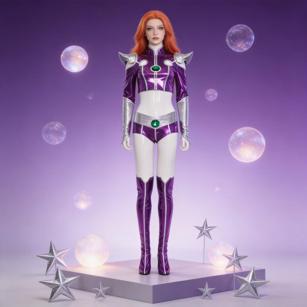 Teen Titans Starfire Cosplay Costume With Spandex Material For Women Anime Role Play