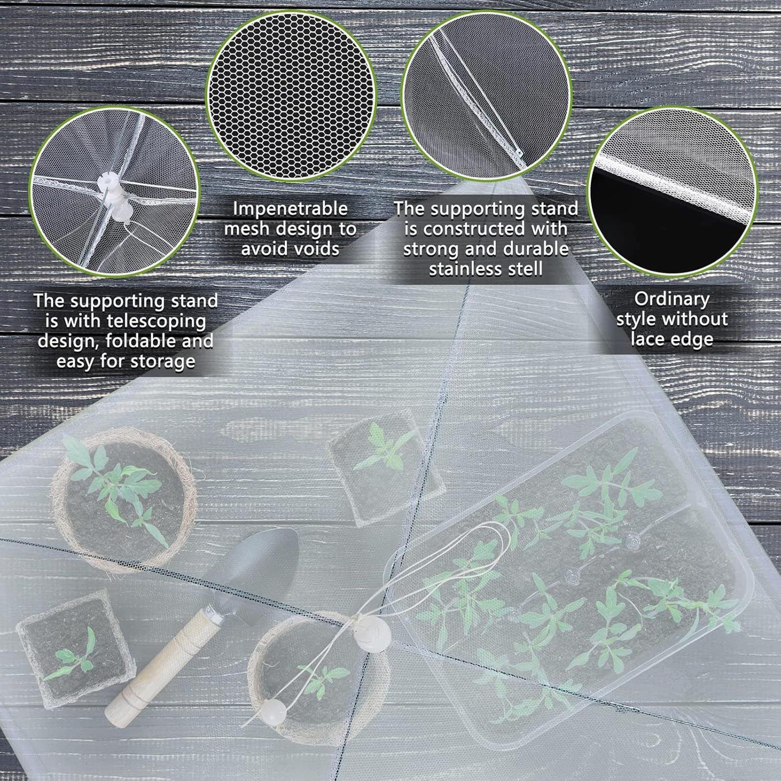 

Mesh Plant Cover Cloche Dome Fly Barrier Foldable Umbrella Protection Guard Tent for Flowers Crops Vegetable Greenhouse Garden CN